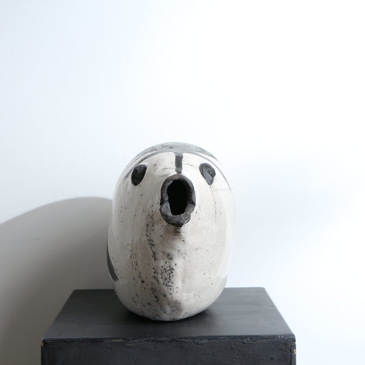 Grande Sculpture poisson rond Raku
