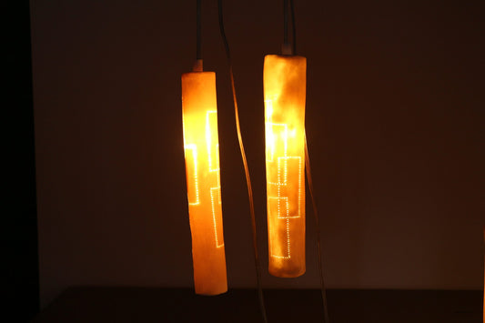 Suspension en porcelaine – Rectangles perforés