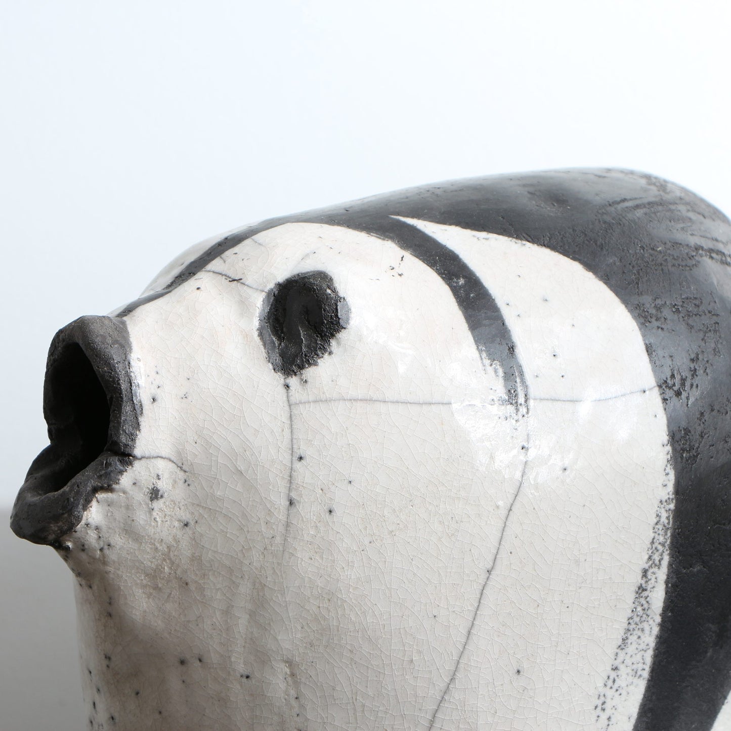 Grande Sculpture poisson rond Raku