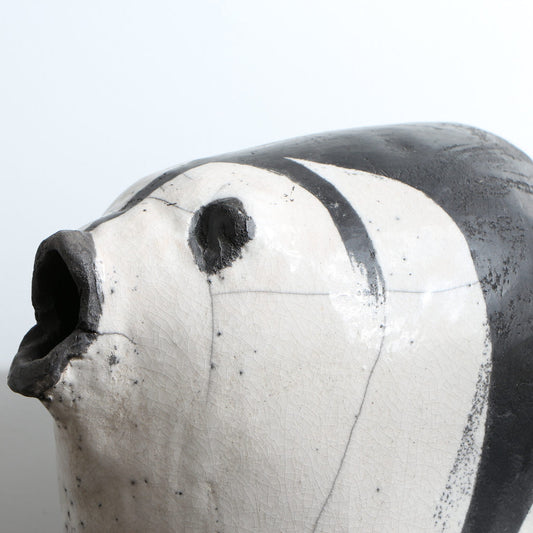 Grande Sculpture poisson rond Raku