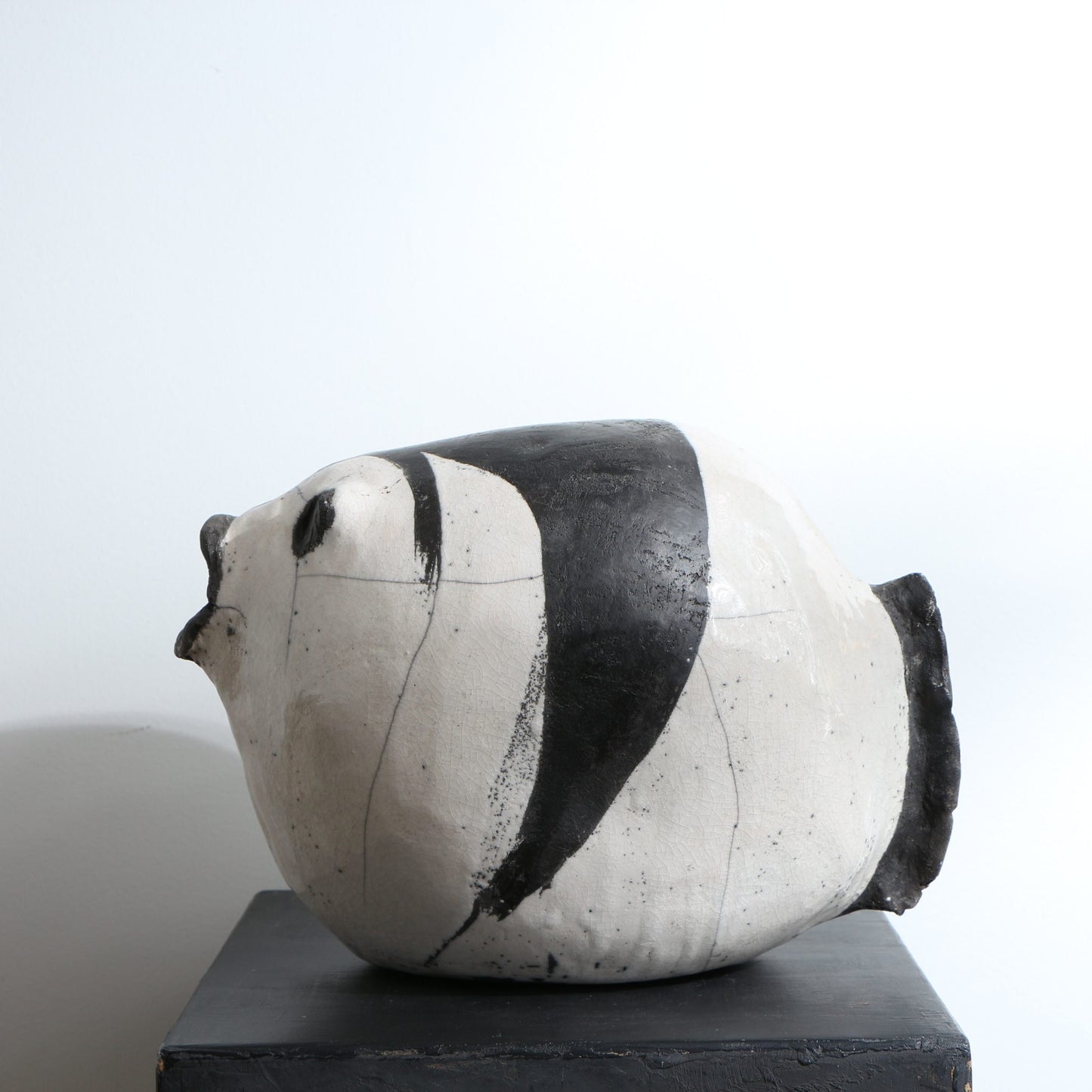 Grande Sculpture poisson rond Raku