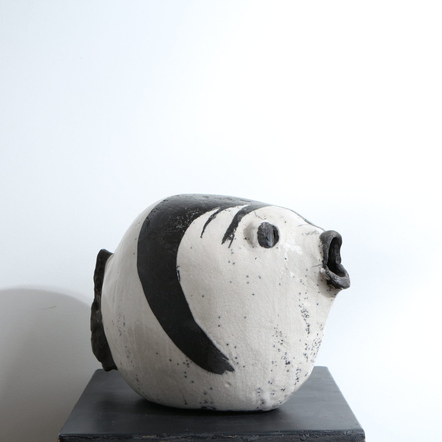 Grande Sculpture poisson rond Raku