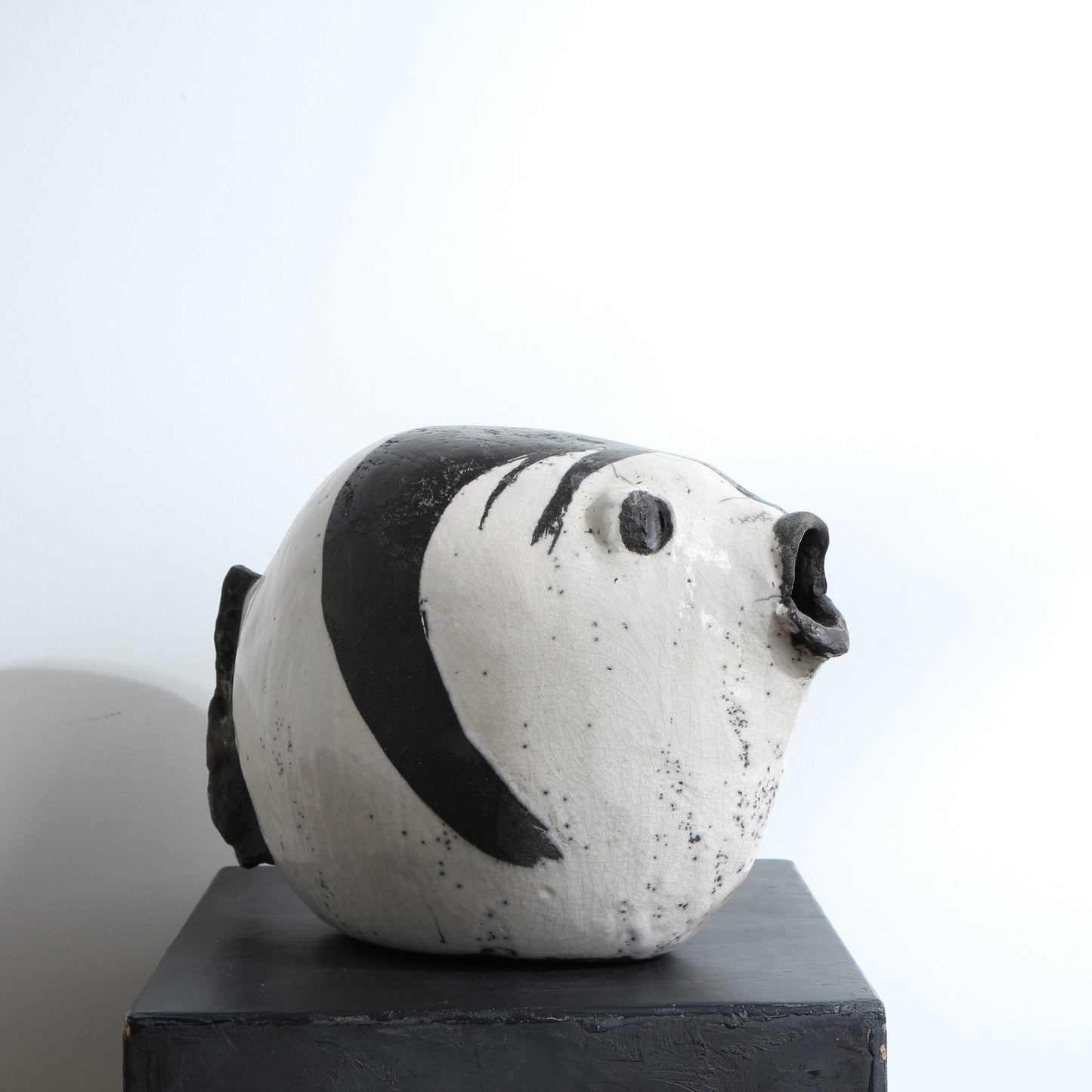 Grande Sculpture poisson rond Raku