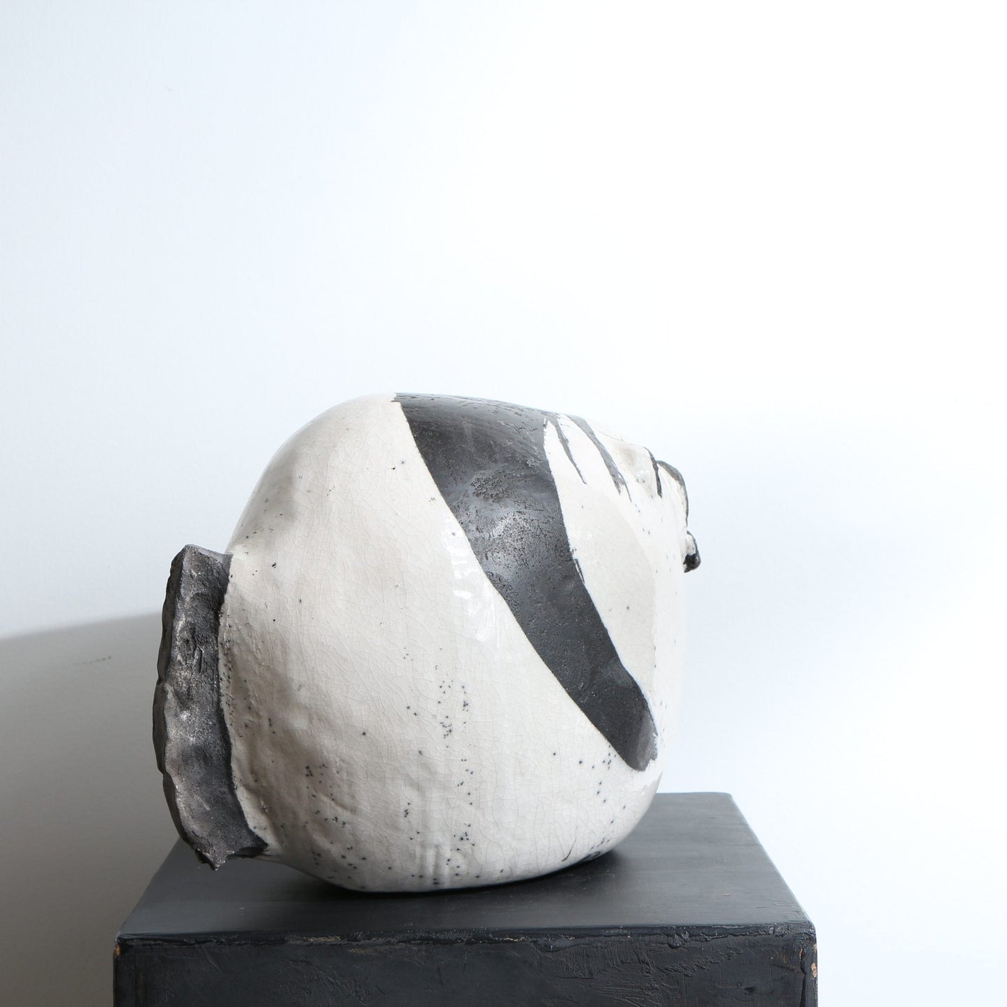 Grande Sculpture poisson rond Raku