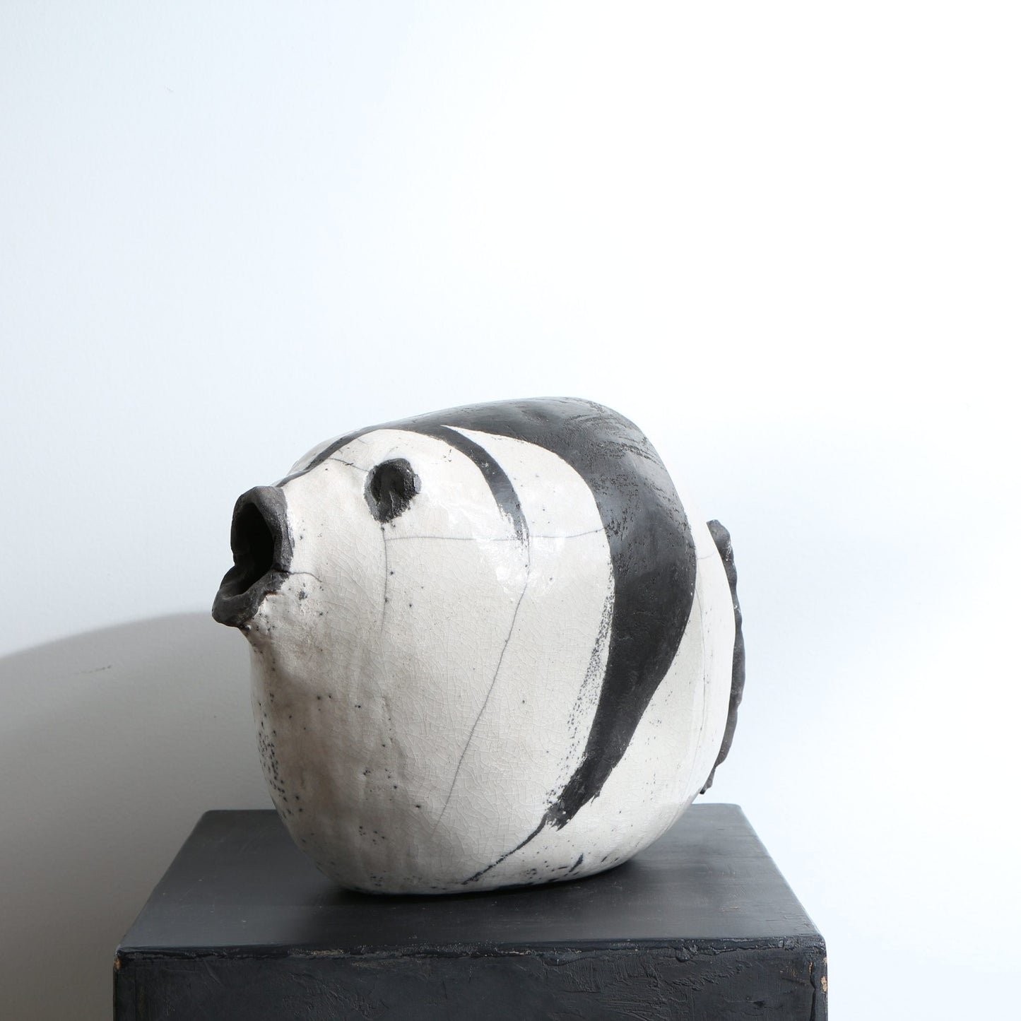 Grande Sculpture poisson rond Raku