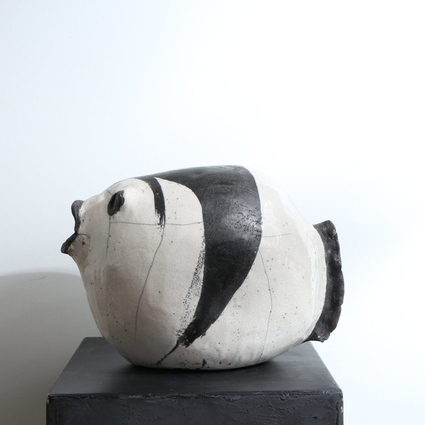 Grande Sculpture poisson rond Raku