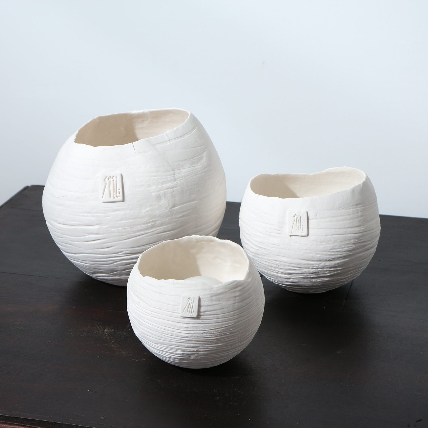 Photophore en porcelaine Globulus – Stries horizontales