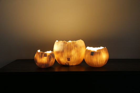 Photophore en porcelaine Globulus – Stries verticales