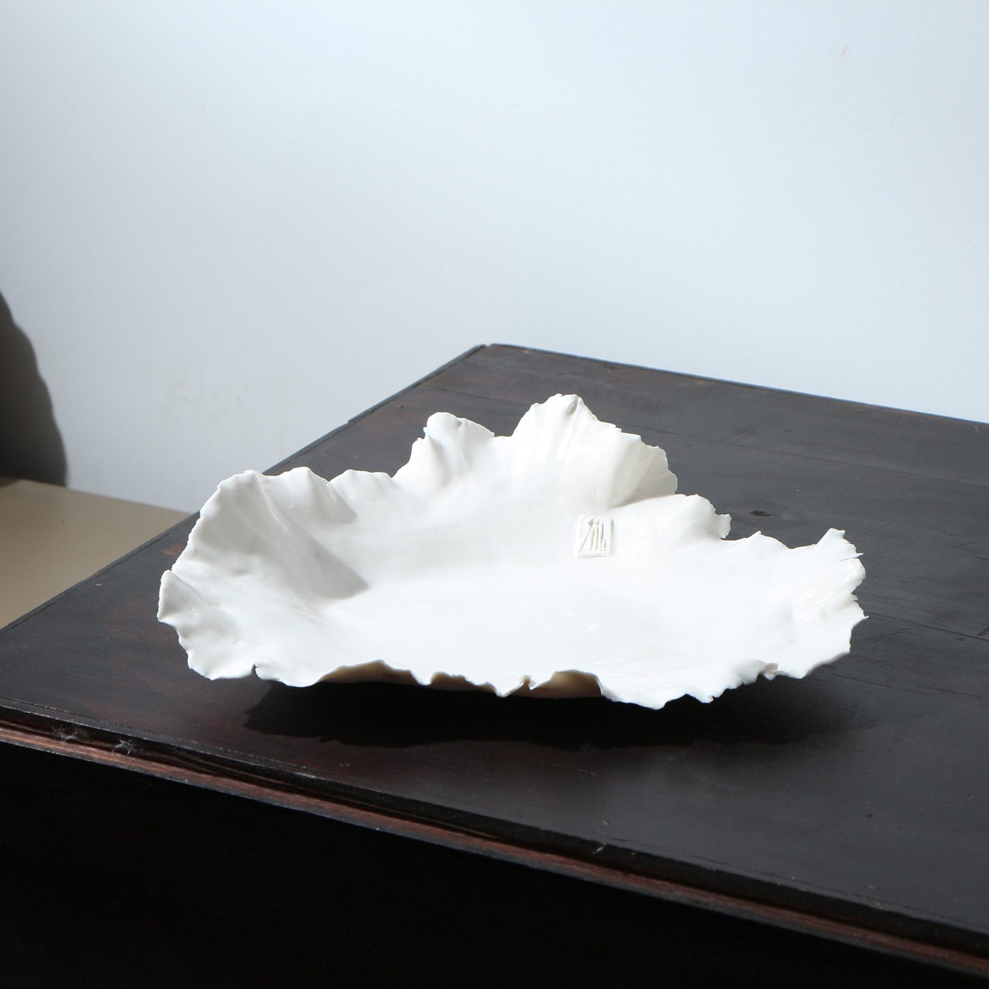Plat en porcelaine déchirée évasé