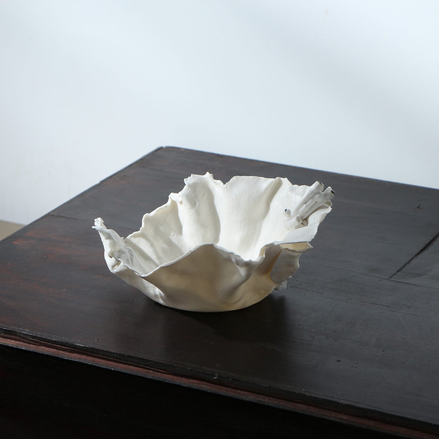 Plat porcelaine déchirée sculpturale corail