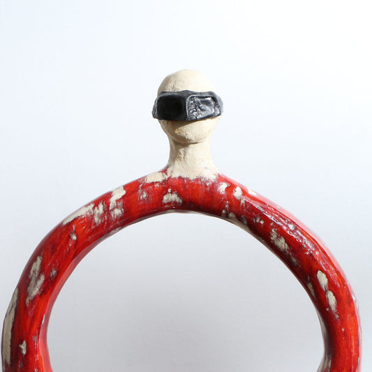Sculpture Boya Boy en raku rouge profond - Modèle XL