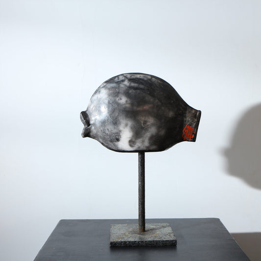 Sculpture Poisson en raku nu